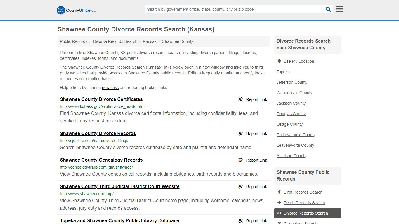 Divorce Records Search - Shawnee County, KS (Divorce Certificates ...