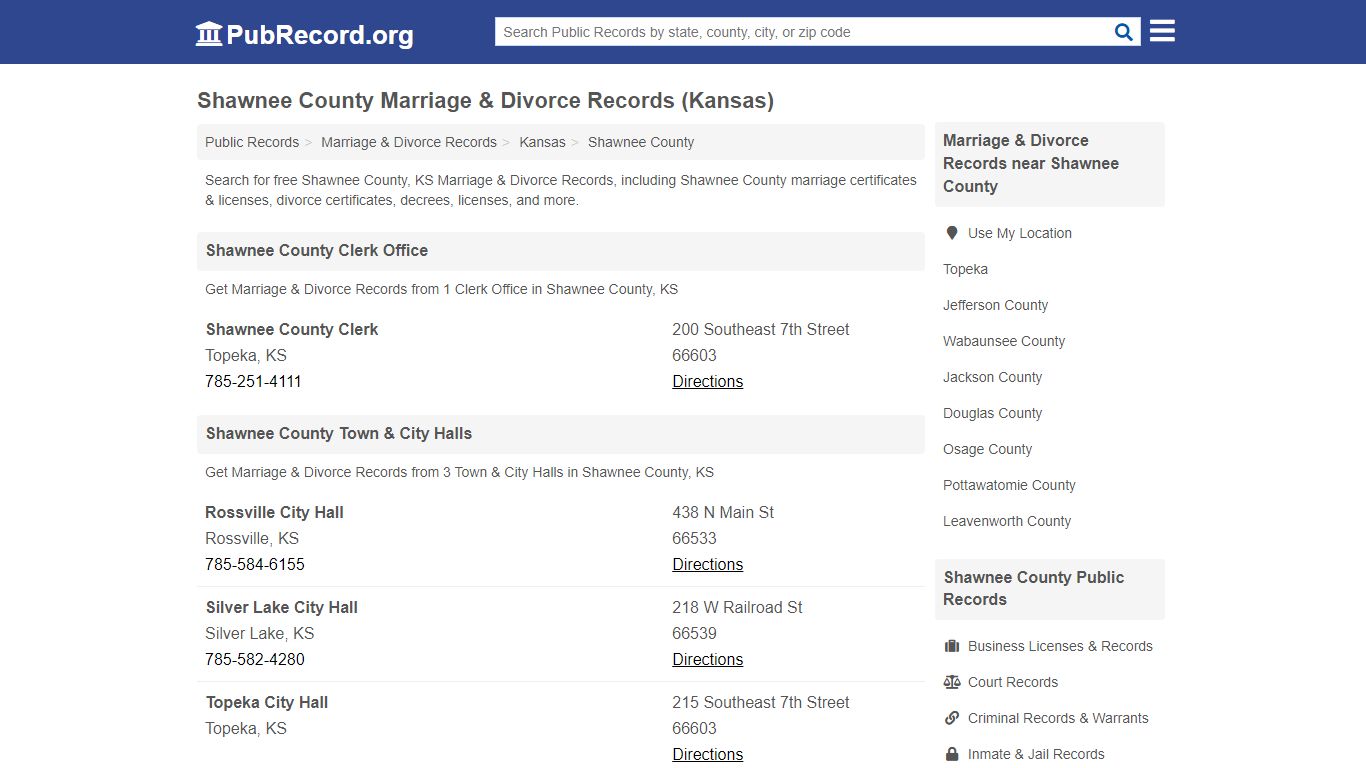 Shawnee County Marriage & Divorce Records (Kansas)